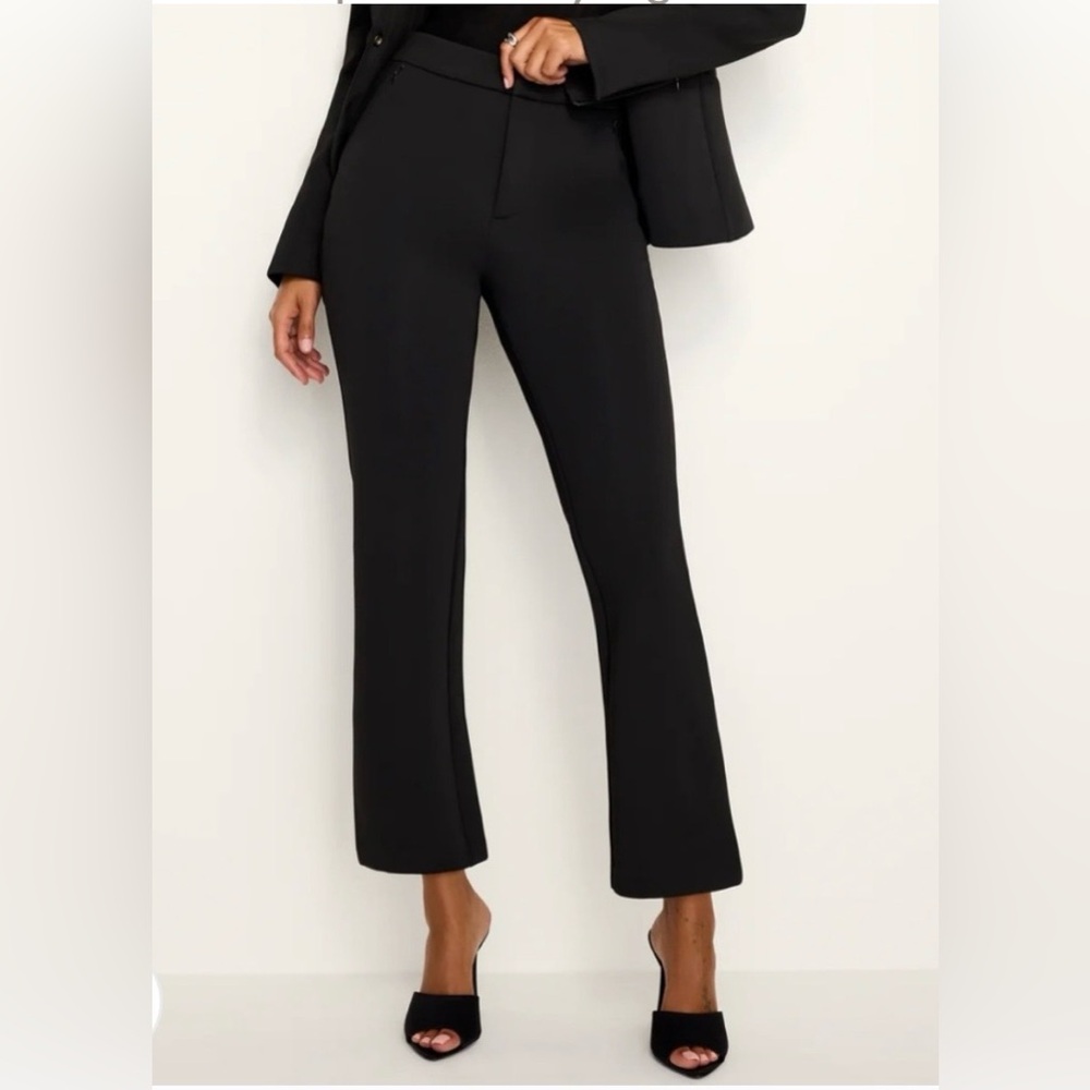 GOOD AMERICAN Scuba Cropped Straight Trousers in Black Size 14 (33) $159